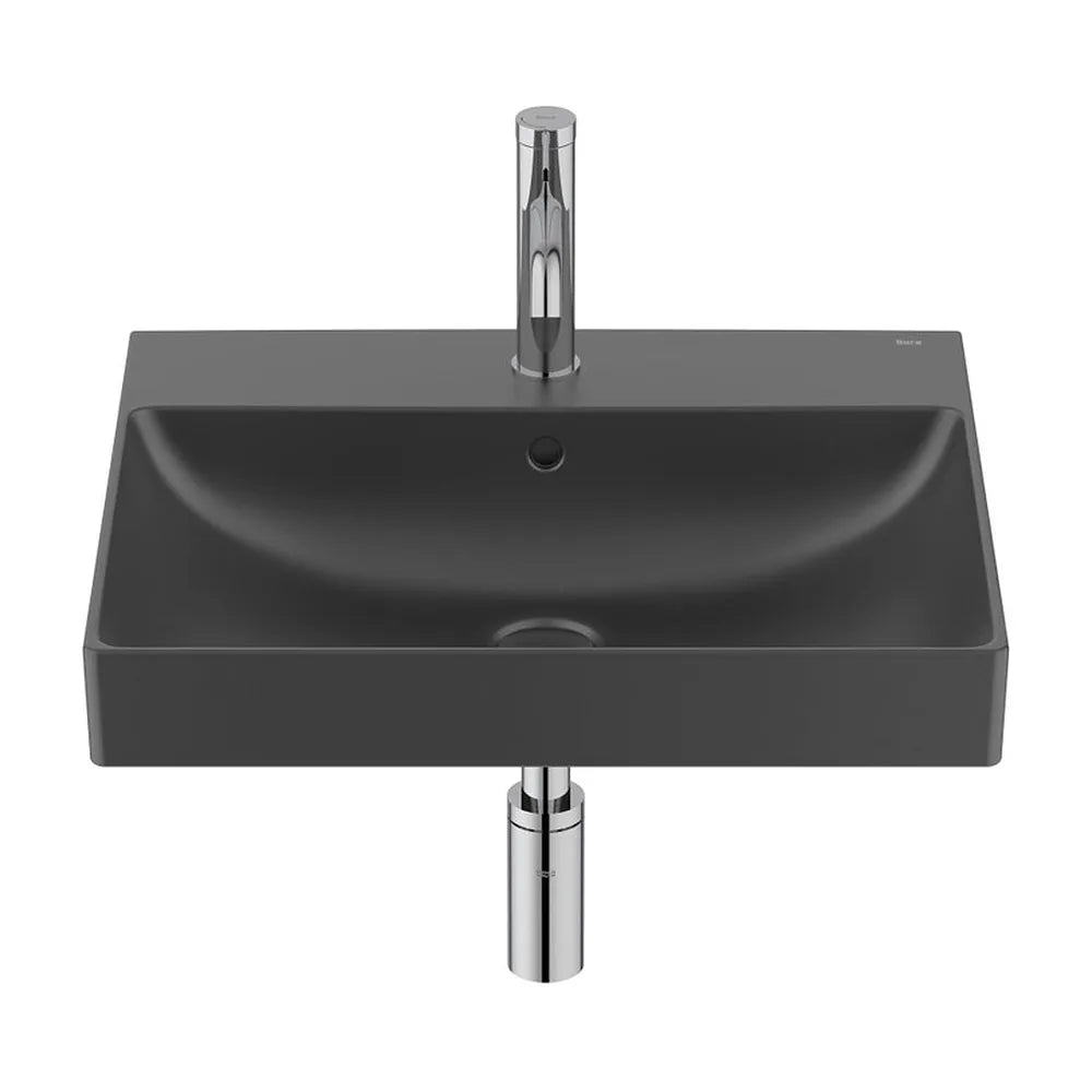 Lavabo mural rectangular Fineceramic 55x46x16 cm color negro mate Roca - Vista 2