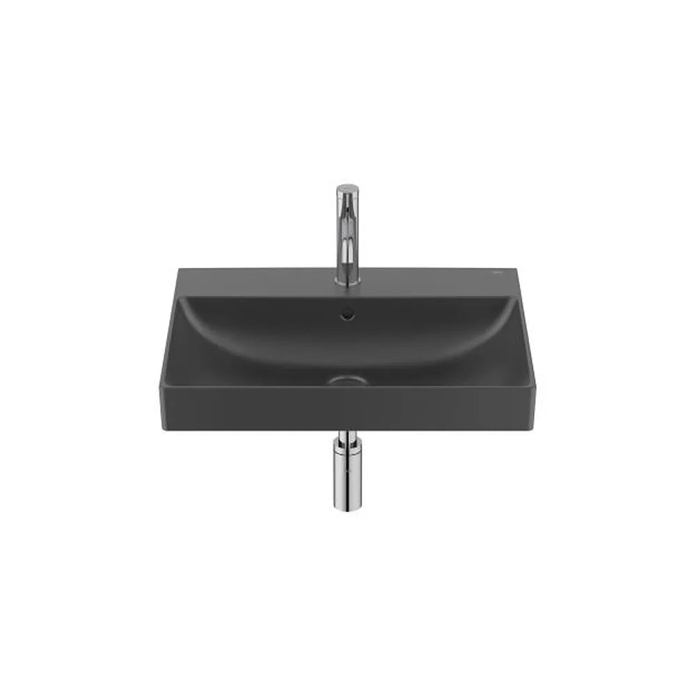 Lavabo mural rectangular 60x46x16 cm Fineceramic color negro mate Roca - Vista 1