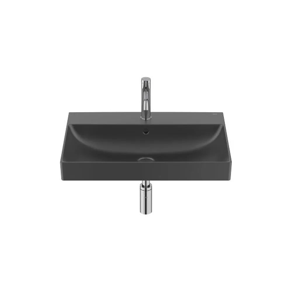 Lavabo mural rectangular 65x46x16 cm Fineceramic negro mate Roca - Vista 1