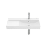 Lavabo asimétrico mural Fineceramic con cubeta derecha y repisa izquierda 80x46x16 cm Roca