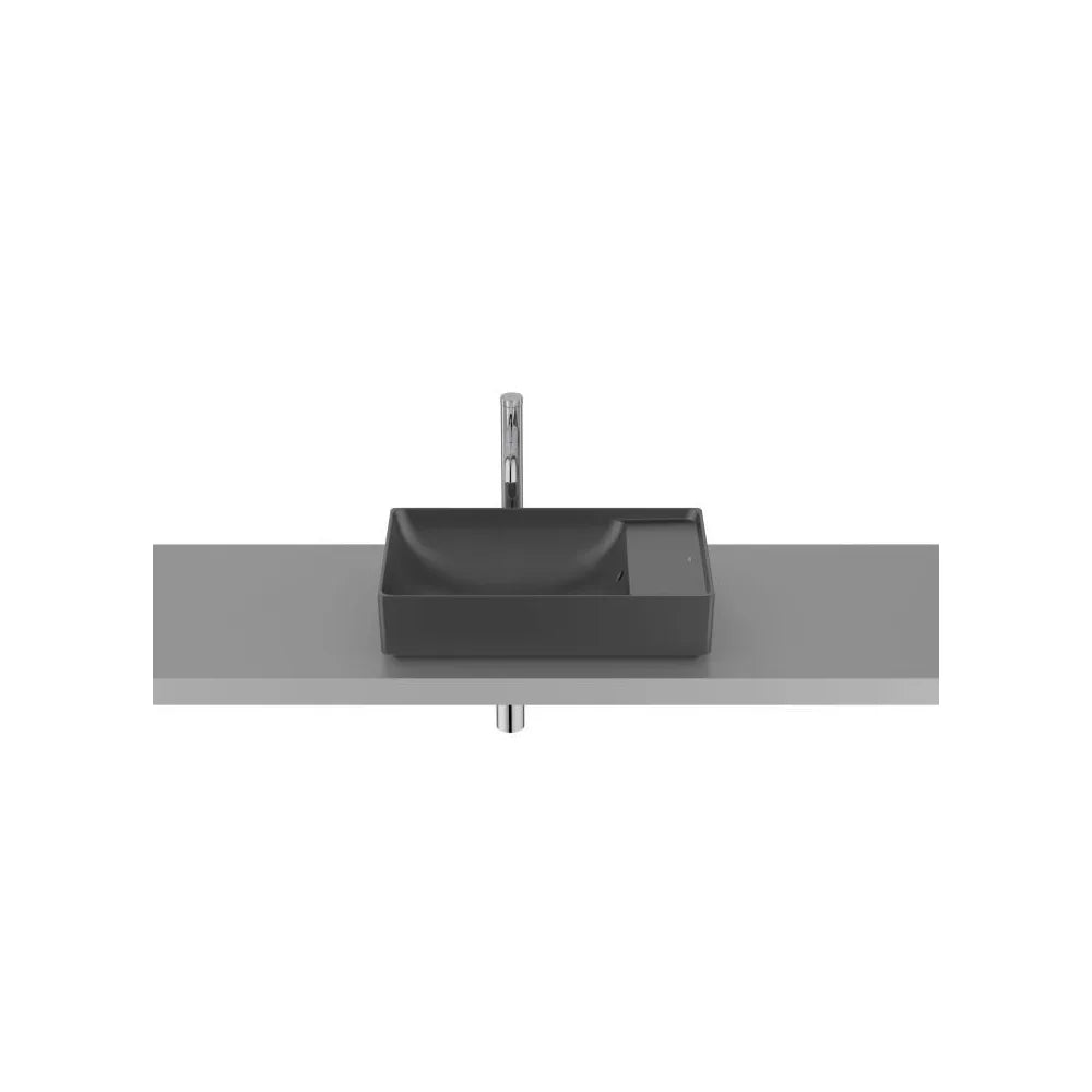 Lavabo asimétrico de sobre encimera Fineceramic negro mate 55x34x12 cm Roca - Vista 1