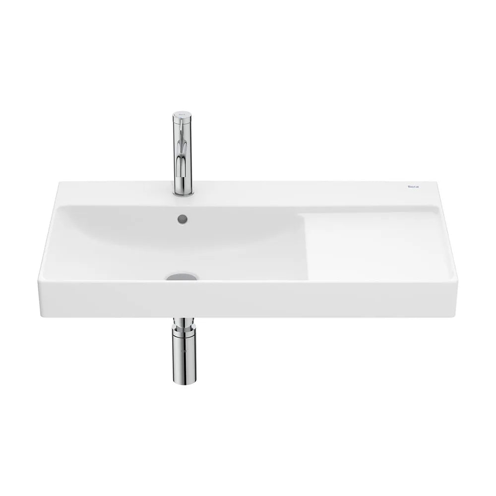 Lavabo asimétrico mural Fineceramic con cubeta izquierda y repisa derecha 80x46x16 cm Roca - Vista 2