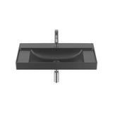 Lavabo mural rectangular 80x46x16 cm Fineceramic con pedestal negro Roca
