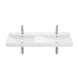 Lavabo mural doble rectangular Fineceramic 120x46x16 cm blanco mate Roca