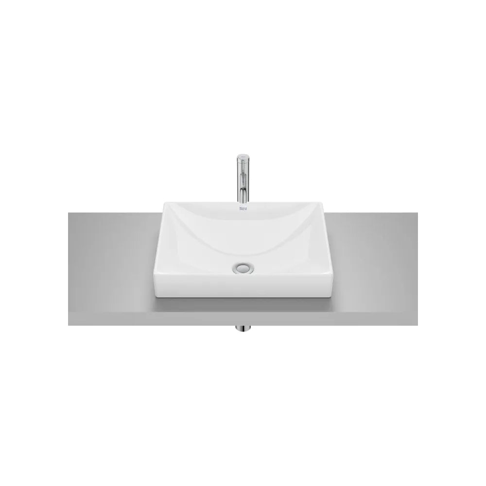 Lavabo de encimera cuadrado 50x38x8 cm Fineceramic Blanco brillo Roca - Vista 1