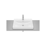 Lavabo de encimera cuadrado 60x45x8 cm Fineceramic blanco brillo Roca