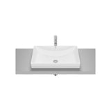 Lavabo de encimera cuadrado 60x40x8 cm Fineceramic Blanco brillo Roca