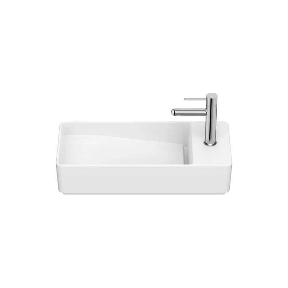 Lavabo asimétrico mural compacto porcelana blanco mate 55x27x12 cm Roca - Vista 1
