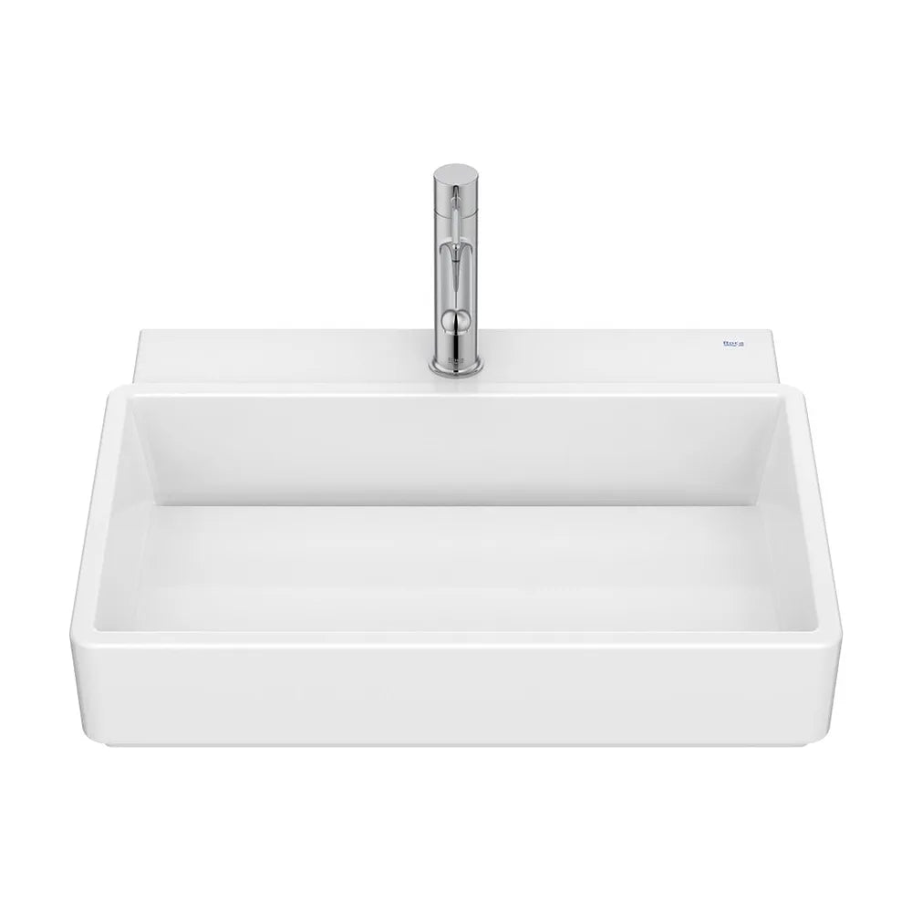 Lavabo mural rectangular 55x43x15 cm con un orificio para grifería porcelana blanco Roca - Vista 2