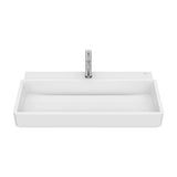 Lavabo mural rectangular 80x43x15 cm con un orificio para grifería porcelana blanca mate Roca