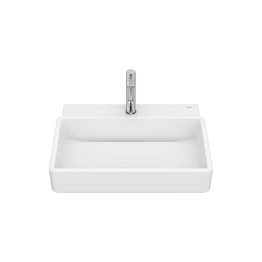 Lavabo mural rectangular 55x43x15 cm con un orificio para grifería porcelana blanca mate Roca - Vista 1