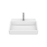 Lavabo mural rectangular 55x43x15 cm con un orificio para grifería porcelana blanca mate Roca