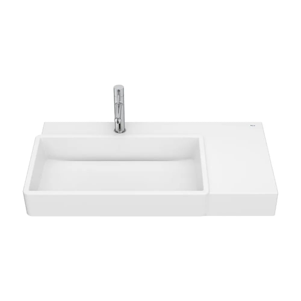 Lavabo asimétrico mural con cubeta izquierda y repisa derecha 80x43x15 cm Roca - Vista 1
