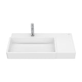 Lavabo asimétrico mural con cubeta izquierda y repisa derecha 80x43x15 cm Roca
