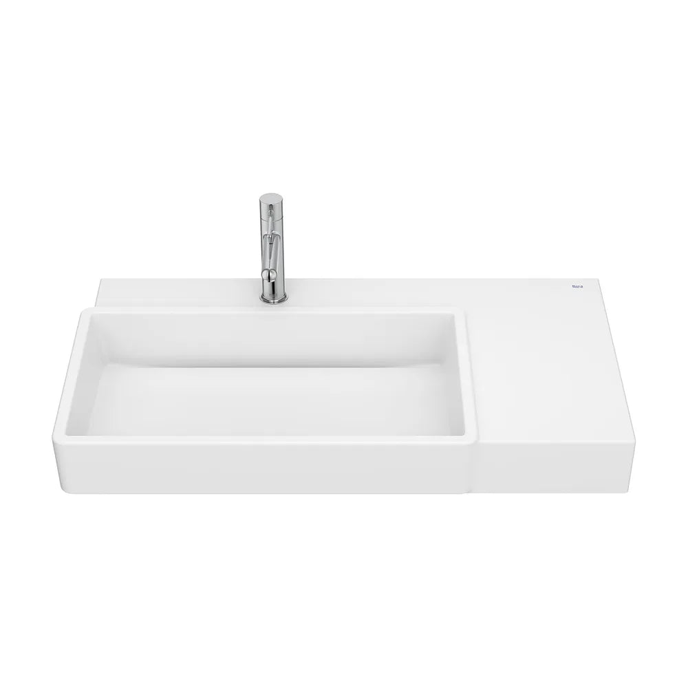 Lavabo asimétrico mural con cubeta izquierda y repisa derecha 80x43x15 cm Roca - Vista 2