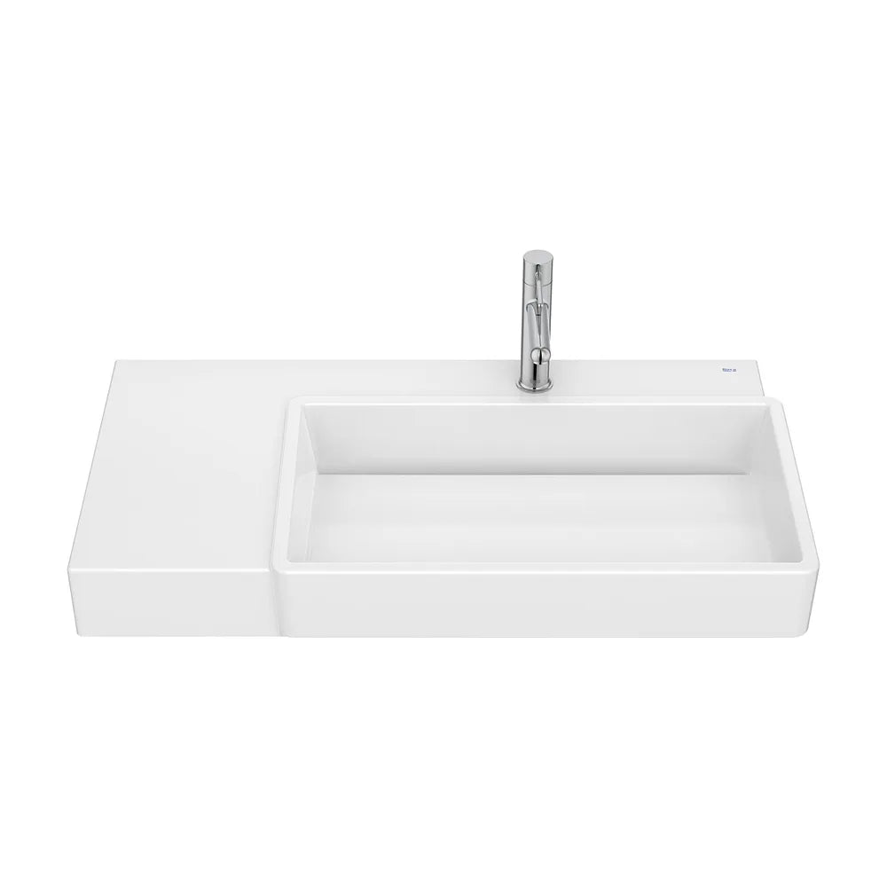 Lavabo asimétrico mural con cubeta derecha porcelana 80x43x15 cm Roca - Vista 2