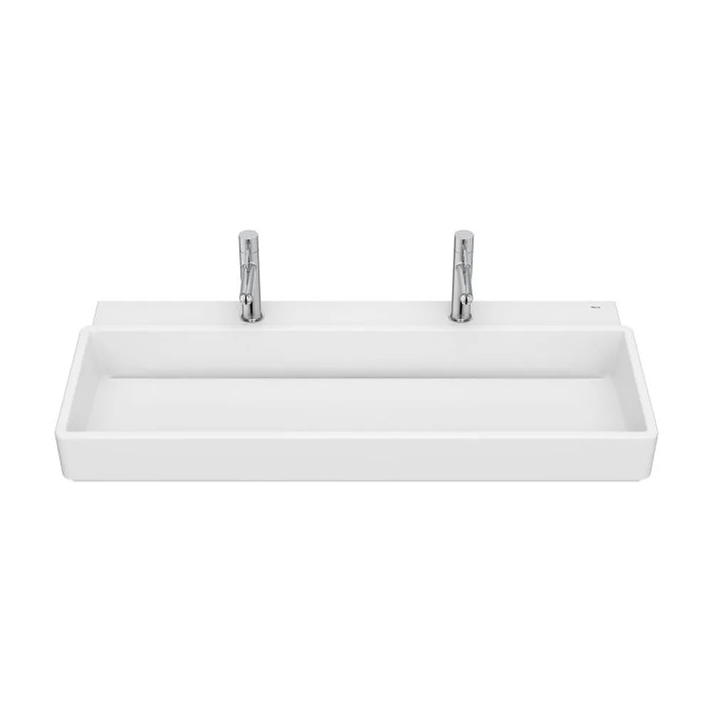 Lavabo Mural Porcelana con Dos Orificios para Grifería 100x43x15cm Blanco Mate Roca - Vista 1
