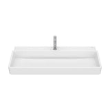 Lavabo mural rectangular 100x43x15 cm con un orificio para grifería porcelana blanca mate Roca