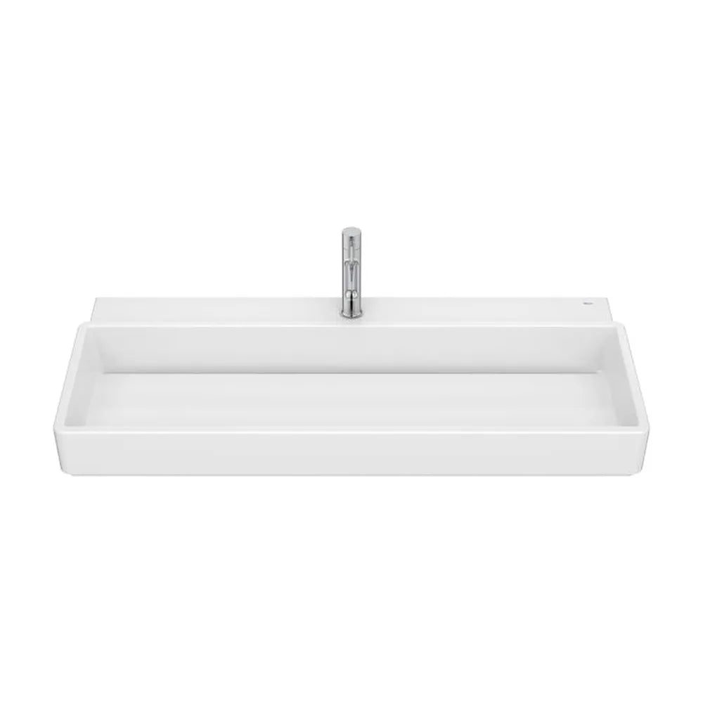 Lavabo Mural Rectangular Orificio para Grifería Porcelana 100x43x15cm Blanco Roca - Vista 1