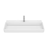 Rectangular Wall-Hung Washbasin Tap Hole Porcelain 100x43x15cm White Roca