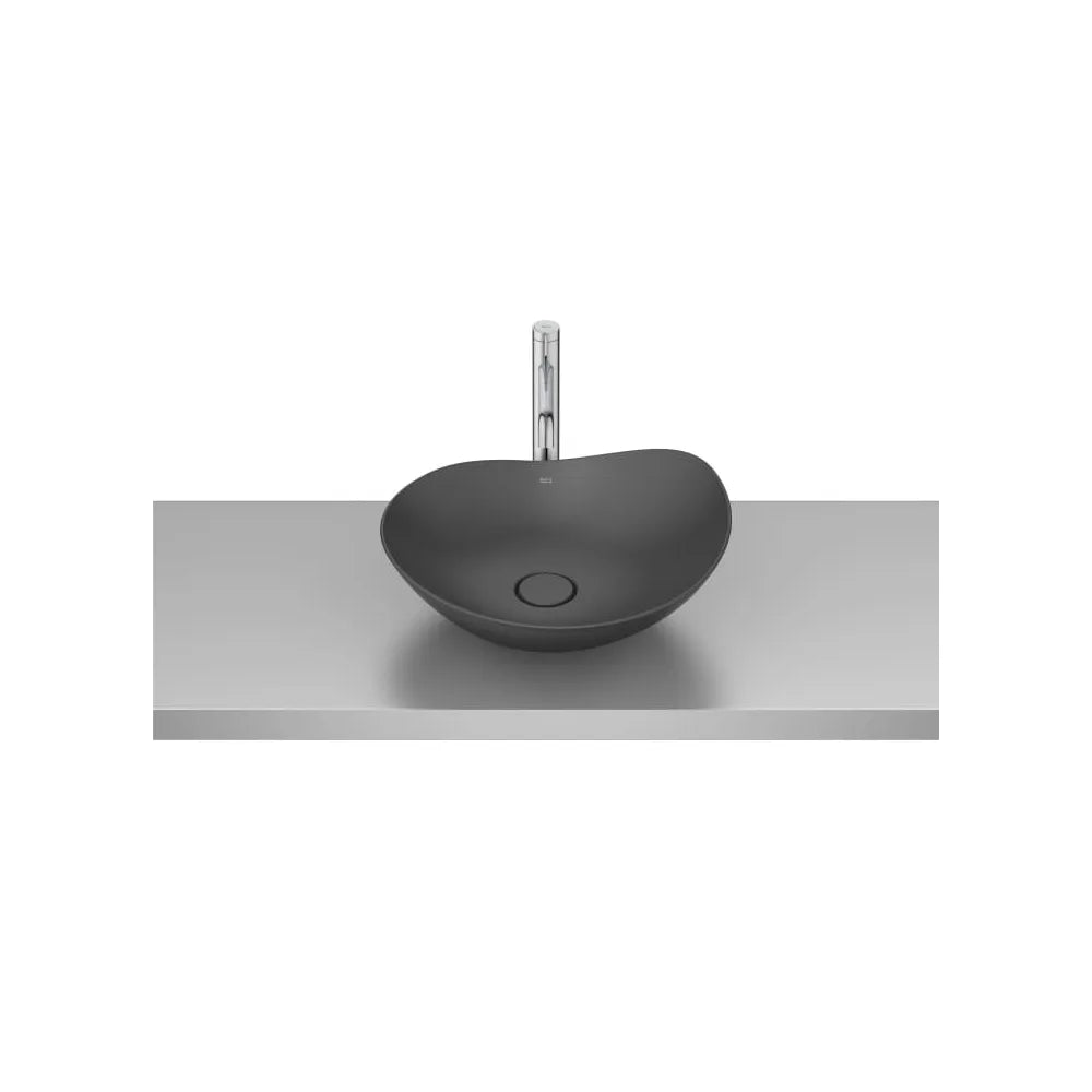 Lavabo de sobre encimera redondo negro 47x40x18 cm Fineceramic Roca - Vista 1