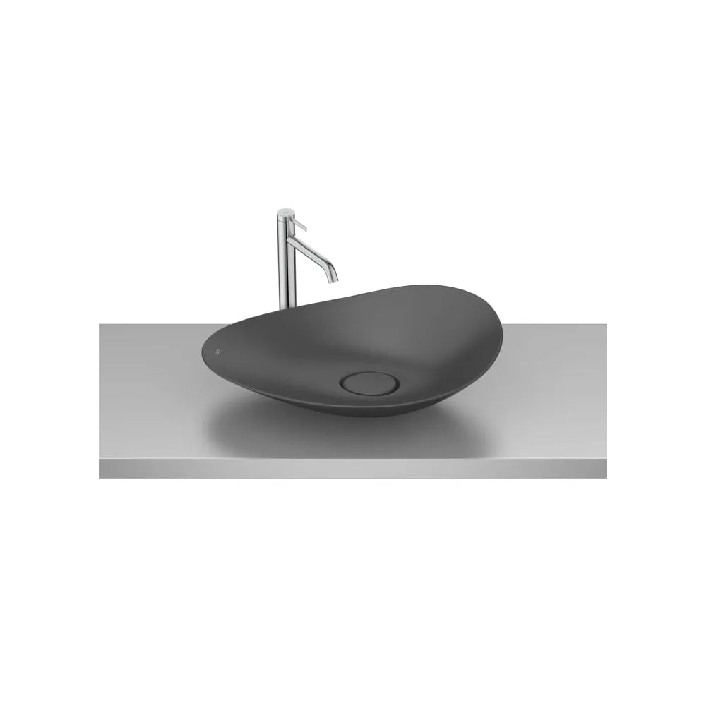 Lavabo Ovalado de Sobre Encimera Fineceramic 62x38x18cm Negro Roca - Vista 1