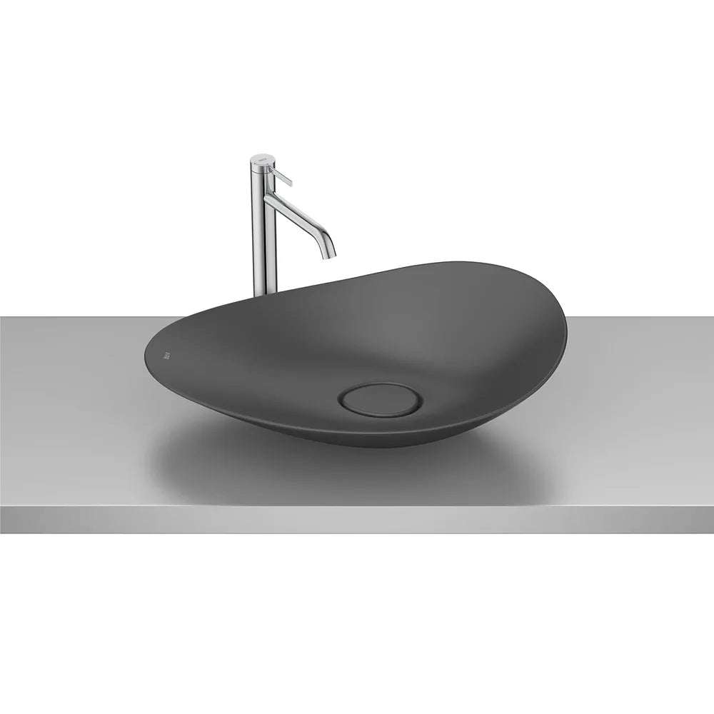 Lavabo Ovalado de Sobre Encimera Fineceramic 62x38x18cm Negro Roca - Vista 2