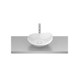 Lavatório redondo Fineceramic para instalação sobre bancada 47 x 40 x 18 cm acabamento branco Roca