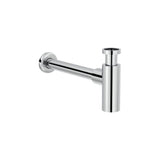 Sifão mural cilíndrico 32 mm para lavatório tubo 30 cm com tampão cerâmico Ø65 acabamento cromo Basic Roca