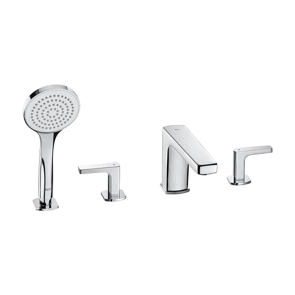 Grifería bimando de repisa para baño ducha con caño central 197 mm cromado Roca - Vista 1