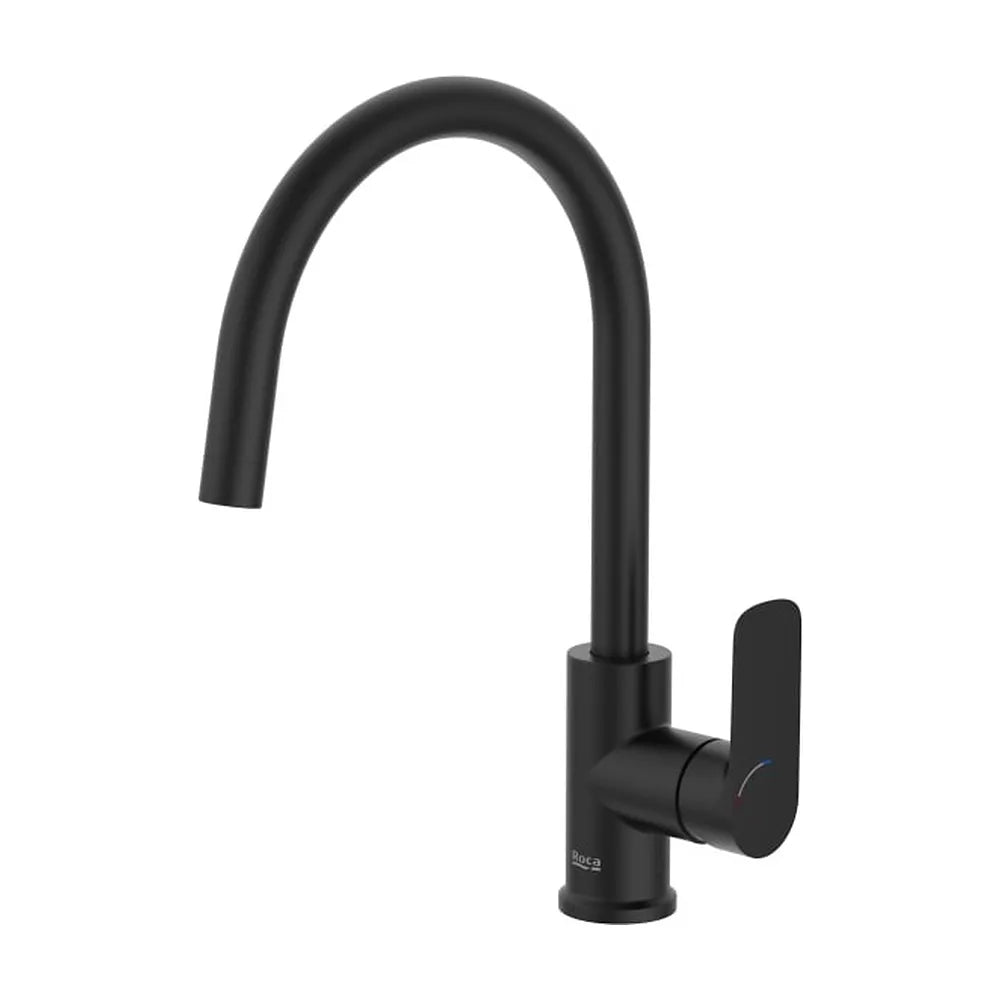 Grifería para cocina monomando con caño curvo giratorio apertura en agua fría cromado Roca - Vista 1