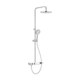 Columna de Ducha Termostática con Repisa Altura Regulable y Rociador Circular de 25 cm Roca