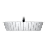 Pommeau de douche carré orientable en acier inoxydable chromé 20 x 20 cm extra plat fonction pluie Raindream Roca