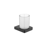 Portavaso de pared en cristal y metal negro titanio 11x9x10 cm Roca