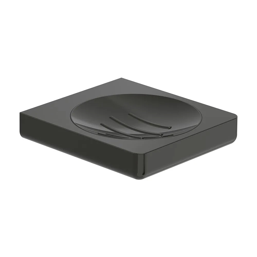 Jabonera de pared metal negro titanio 12x11 cm diseño minimalista Roca - Vista 2