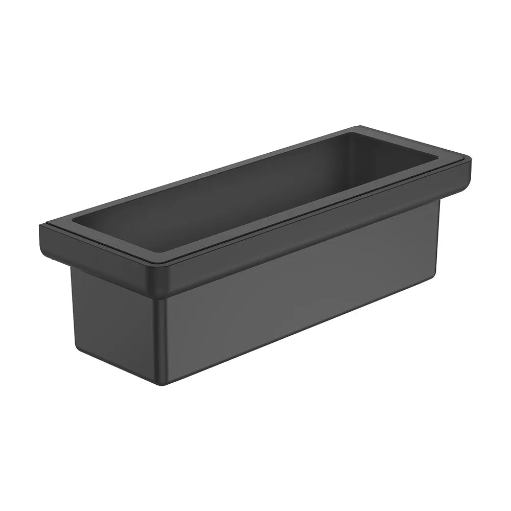 Contenedor mural de metal negro mate 30x11 cm para baño Tempo Roca - Vista 2