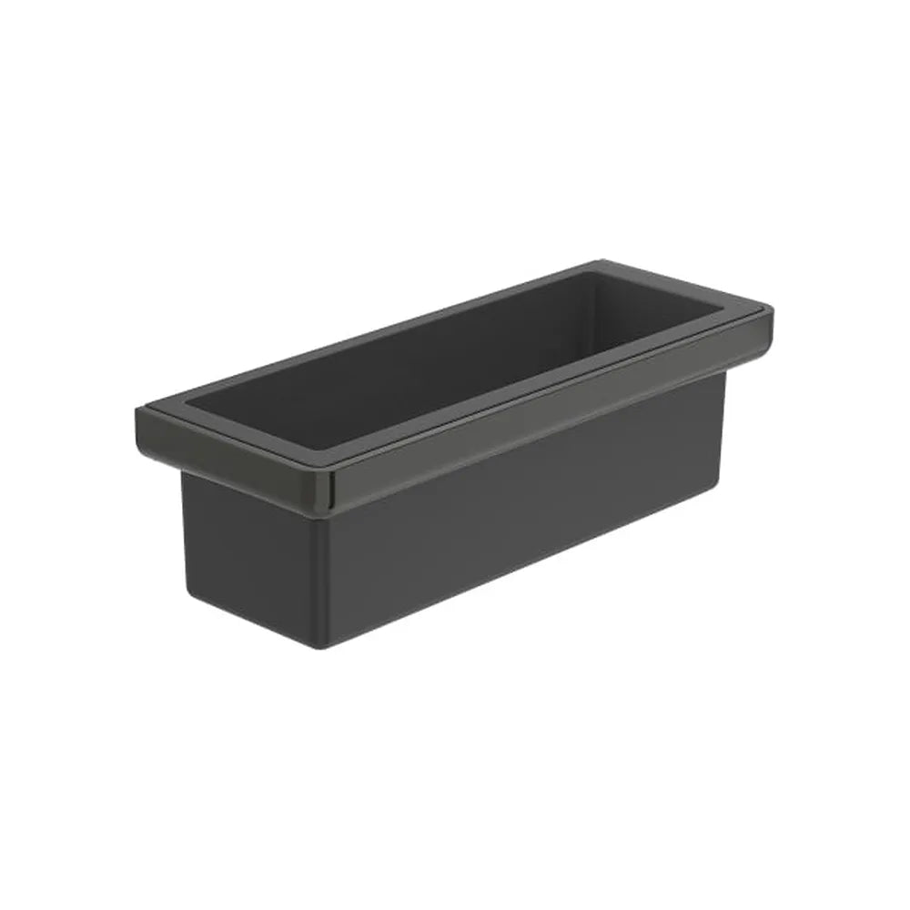 Contenedor mural de metal negro titanio 30x11 cm para baño Tempo Roca - Vista 1