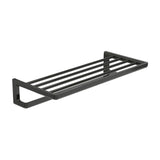 Portatoallas con toallero mural metal negro titanio 60x27x12 cm Roca