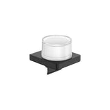 Dosificador de pared para baño en cristal y metal negro titanio 12x11x11 cm Roca
