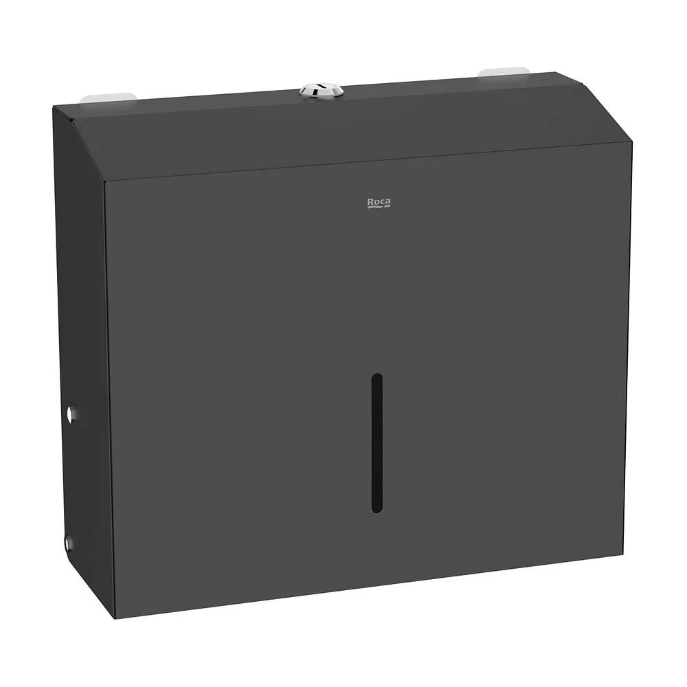 Dispensador mural de toallas capacidad 200 unidades negro mate 28x10x24 cm Roca - Vista 2