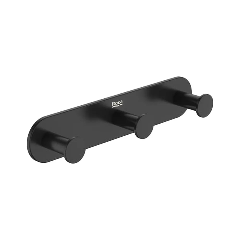 Percha triple mural metal negro 22 5x4 3x4 5 cm para baño Roca - Vista 1