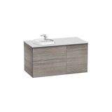 Mueble base asimétrico con dos cajones y una puerta para lavabo 100x50x52 cm Roca