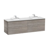 Meuble bas suspendu quatre tiroirs pour deux lavabos à poser dimensions 160 x 50 x 52 cm Roca