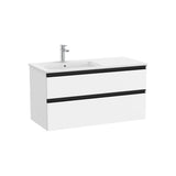 Mueble base suspendido con lavabo a la izquierda dos cajones blanco mate 1005x460x537 mm Roca