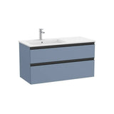 Mueble base suspendido con lavabo a la izquierda dos cajones cierre amortiguado Roca