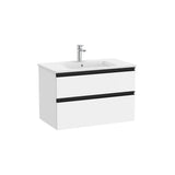 Mueble base suspendido con lavabo centrado dos cajones blanco mate 80x46x54 cm Roca