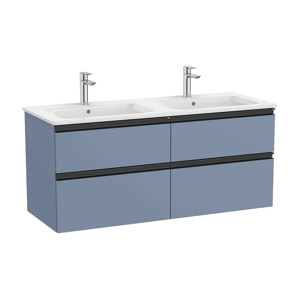 Mueble base suspendido con cuatro cajones y lavabo doble 120x46x53 cm Roca - Vista 2