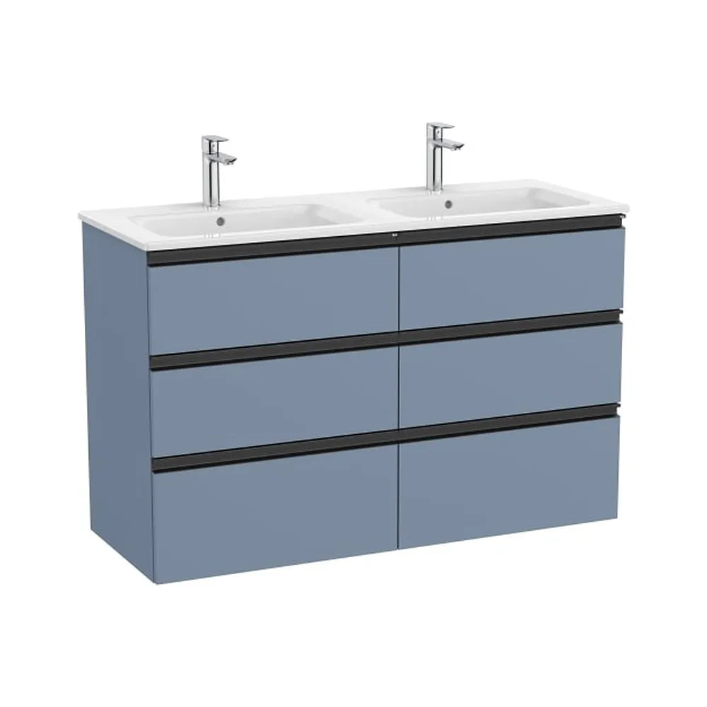 Mueble Base Suspendido con Seis Cajones y Lavabo Doble Porcelana 120x46x76cm Colección The Gap Roca - Vista 1