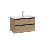 Mueble Base Suspendido with Basin a la Derecha 2 Cajones Nogal 80x46x54cm Colección The Gap Roca