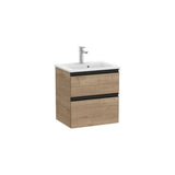 Meuble Sous Lavabo Compact Deux Tiroirs Vasque Centrée X 54 Cm Finition Noyer Design The Gap 50x38 cm Roca